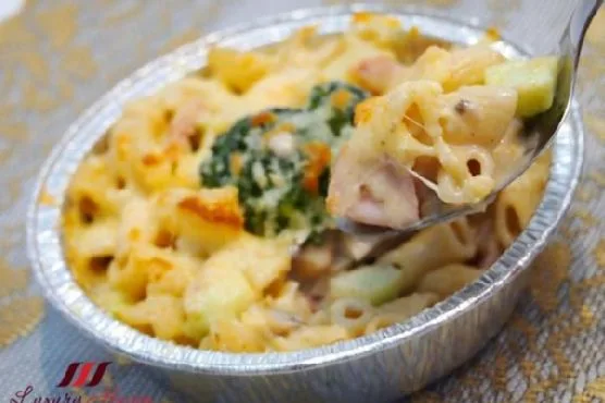Сырная запеканка с макаронами, ветчиной и креветками — рецепт с фото